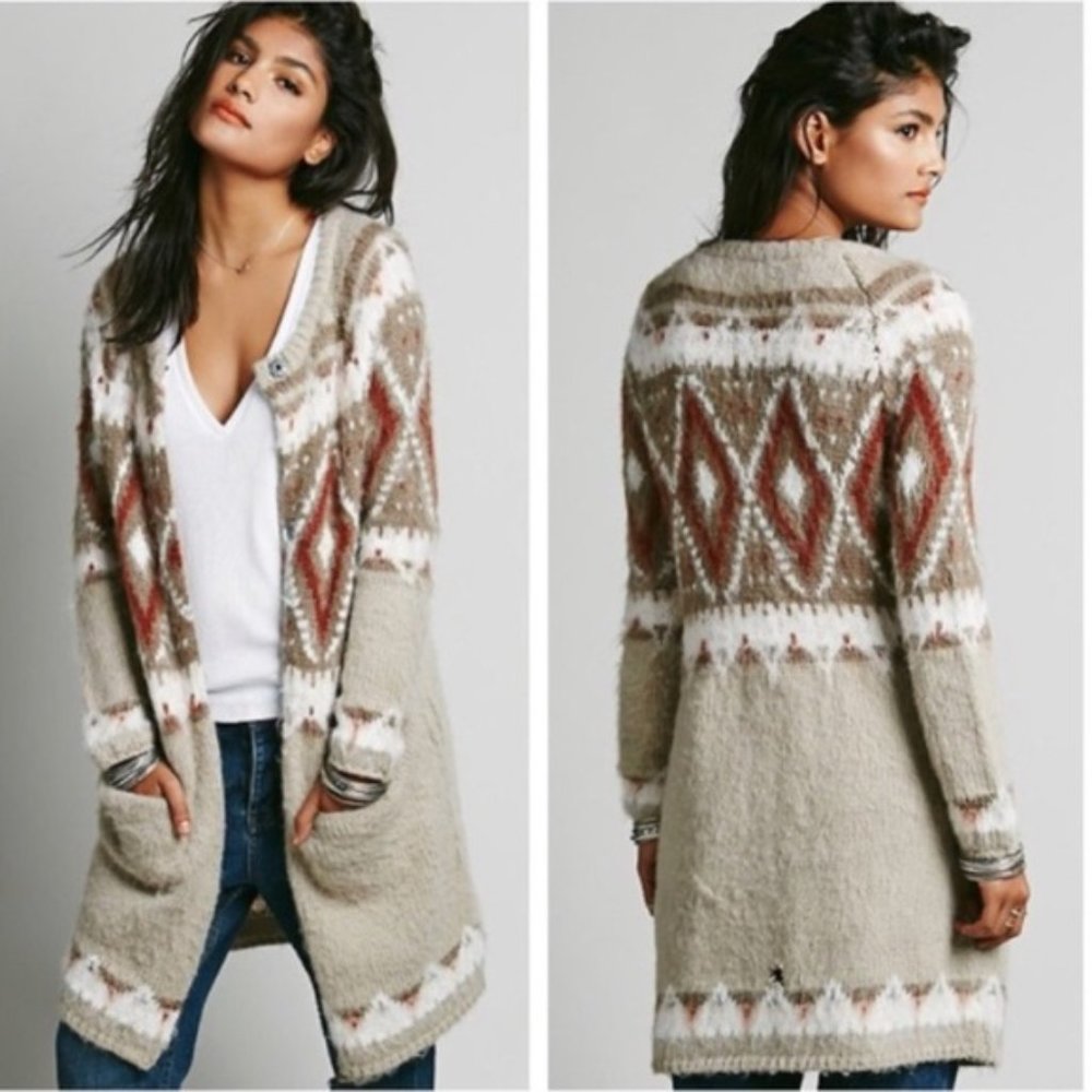 Free People Frosted Fair Isle Cardigan
